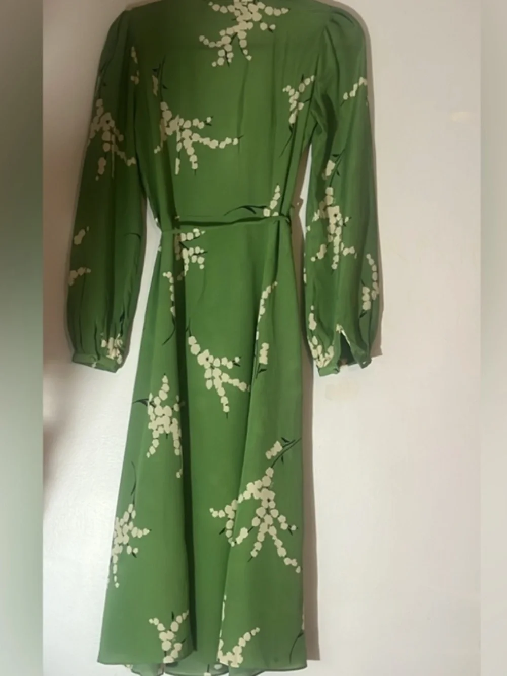 Reformation Par Green Floral Wrap Midi Dress